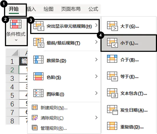 excel突出单元格显示规则_突出显示单元格规则_突出单元格规则在哪